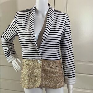 Waverly Blue and Gold Nautical Blazer with Textured Contrast